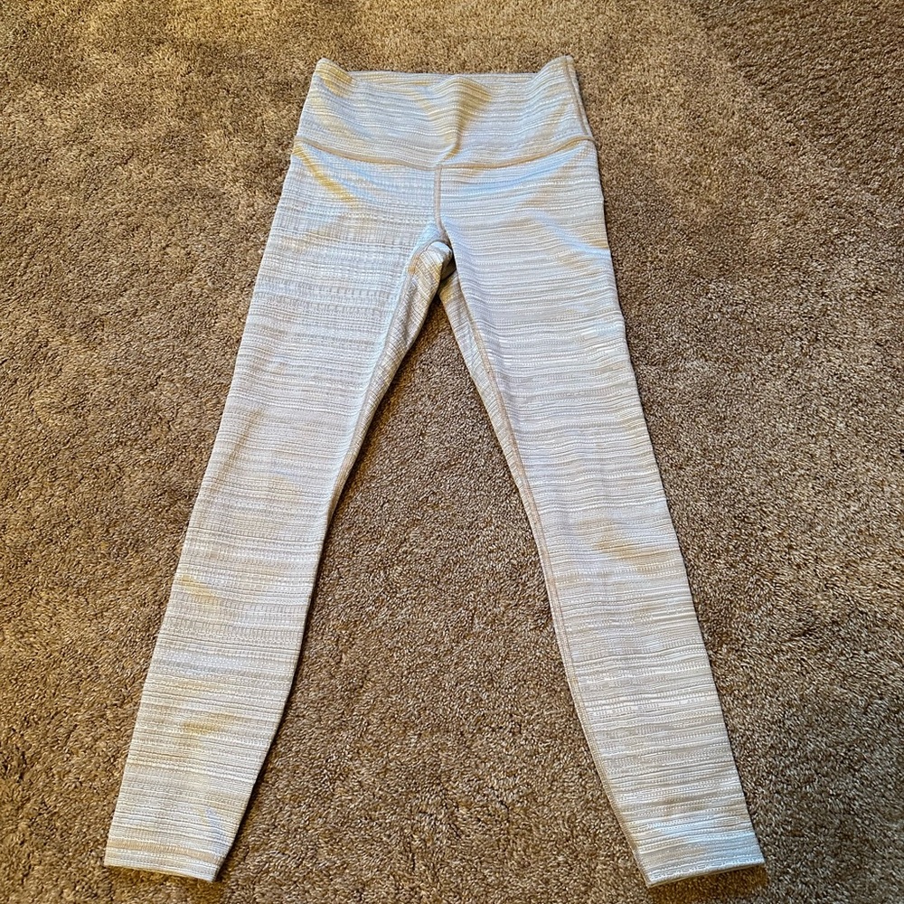 Athleta Chaturanga 7/8 Tight High Rise Jacquard Textured Legging, Quail Tan - XS